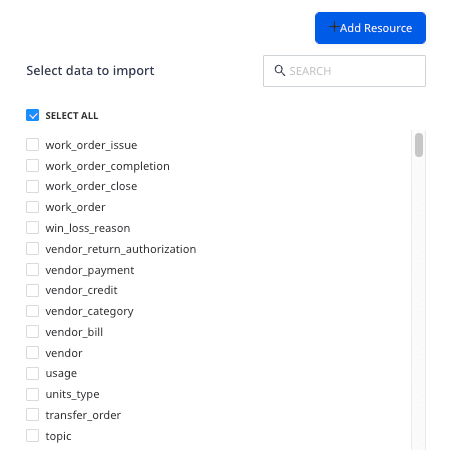 Selecting import data