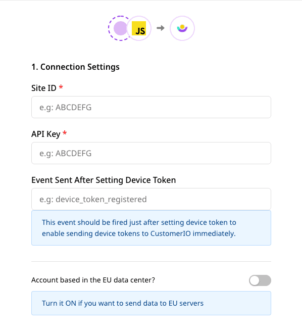 Customer.io device token settings